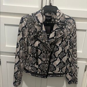 Insight Women's Leather Jacket - Black and Cream Pattern